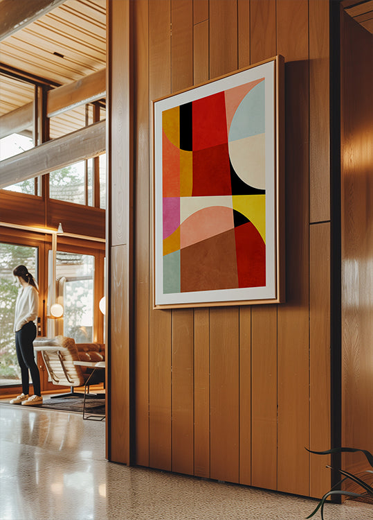 Colores cálidos Bauhaus Geometry2 Póster