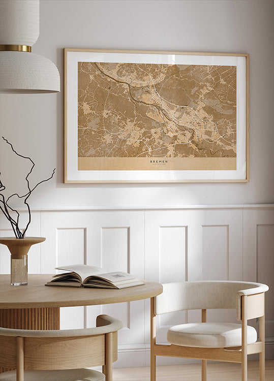 Mapa vintage sepia de Bremen Alemania (NUEVO)