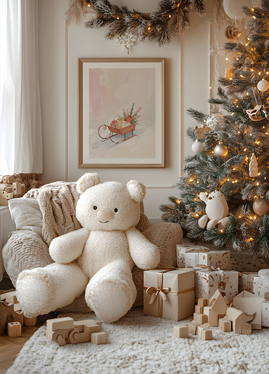 Schlitten mit Geschenken Póster