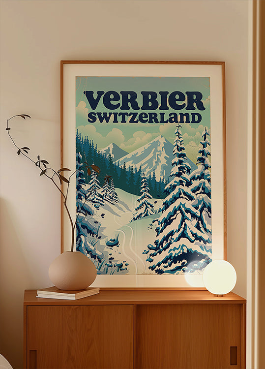 Cartel de esquí de Verbier Suiza Póster