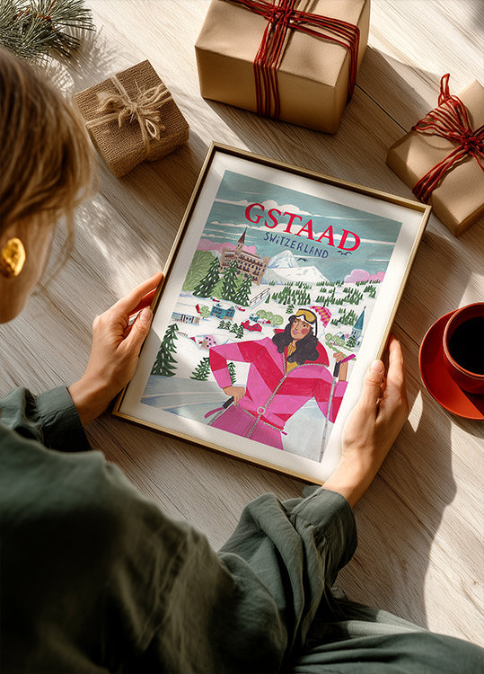 Póster Mujer de viaje en Gstaad, Suiza
