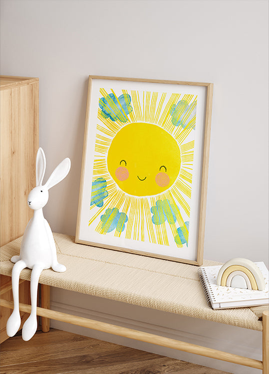 Felicidad de sonrisa soleada Póster