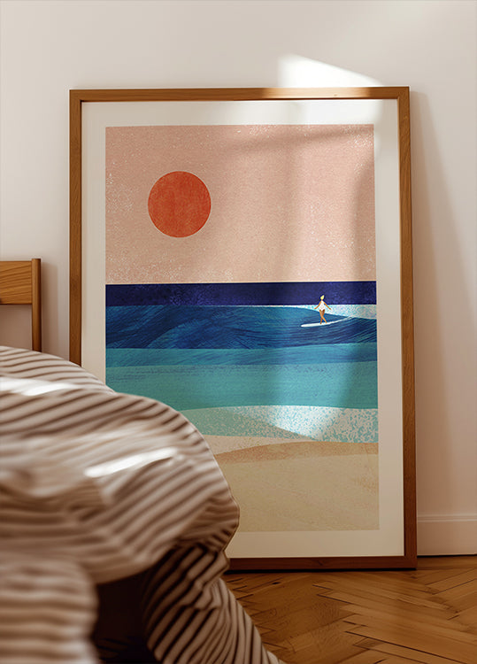 Chica surfeando Póster