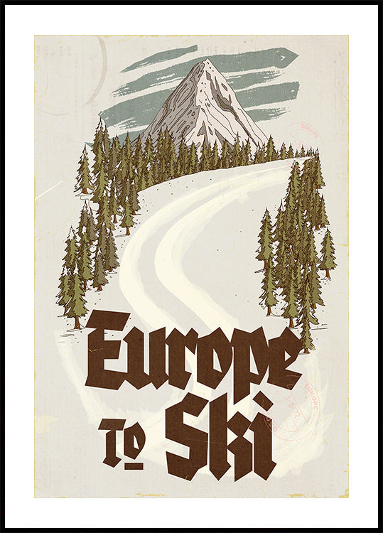 Europe To Ski Vintage Travel Postcard Plakat - Posterbox