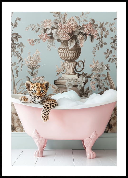 Leopard’s Pink Bubble Bath Plakat - Posterbox