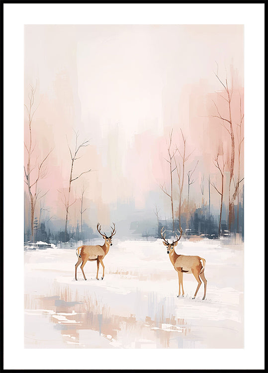 Rehe im Winter Plakat - Posterbox