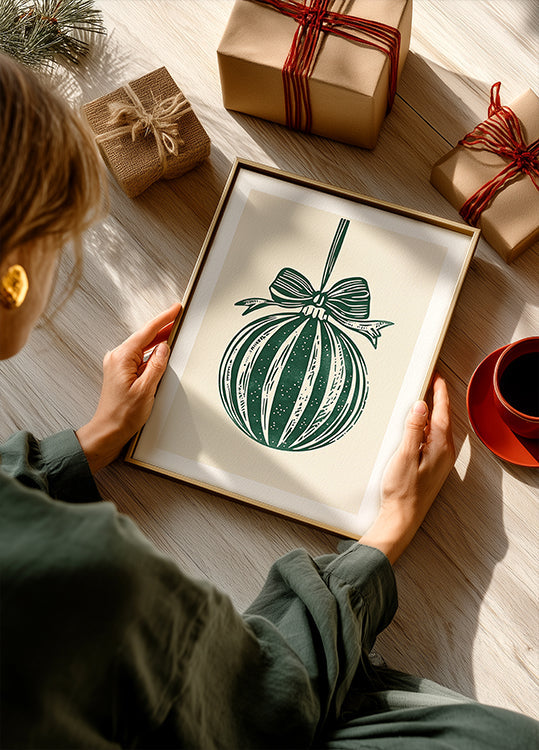 Christmas Ornament Green Illustration Plakat - Posterbox