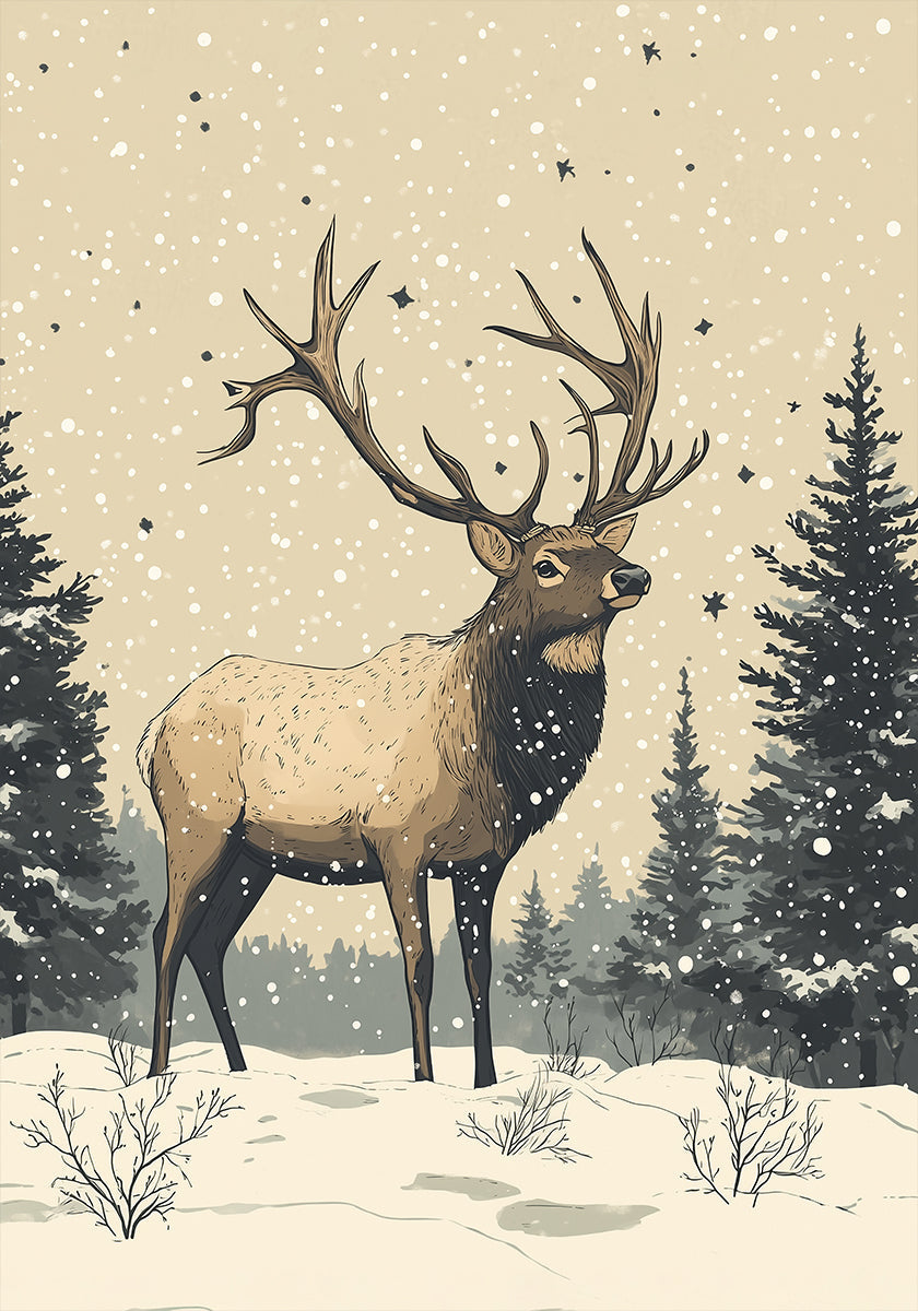 Elk Holiday Poster Plakat - Posterbox