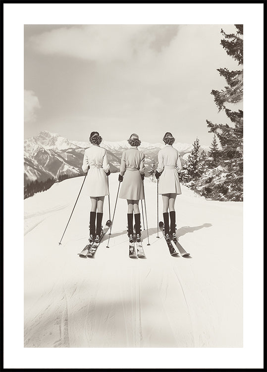 Vintage Glamour Skiers Plakat - Posterbox
