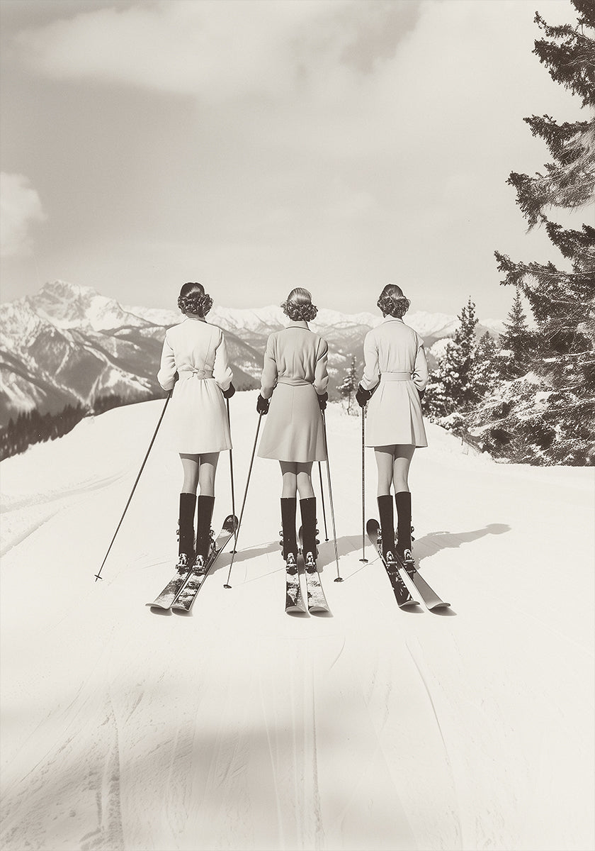 Vintage Glamour Skiers Plakat - Posterbox