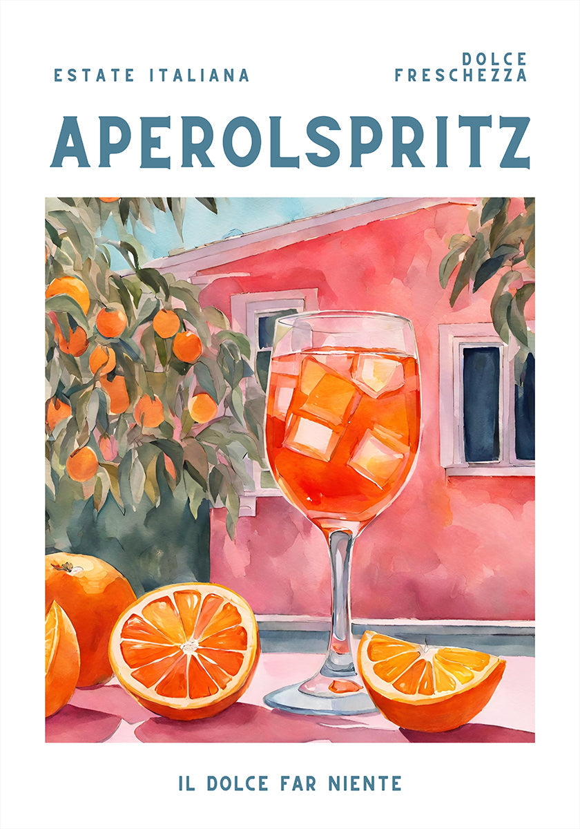 Aperol Spritz, Aquarell, Fresco Póster