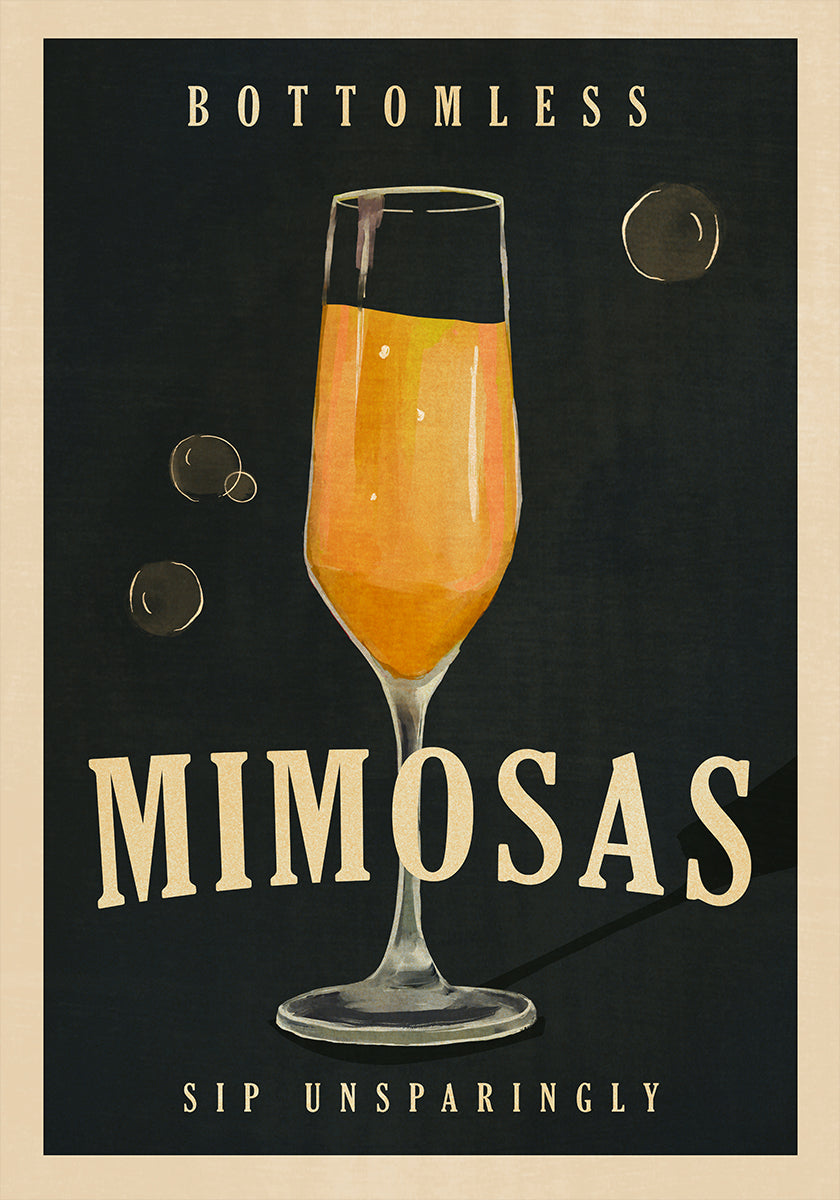 Arte de bar de cócteles Art Deco de Mimosas sin fondo Póster