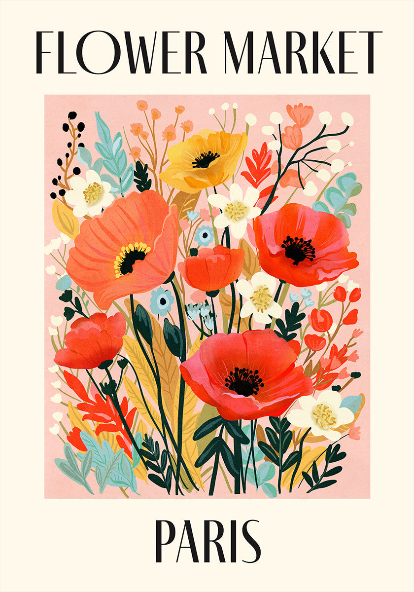Póster Mercado de flores París Francia