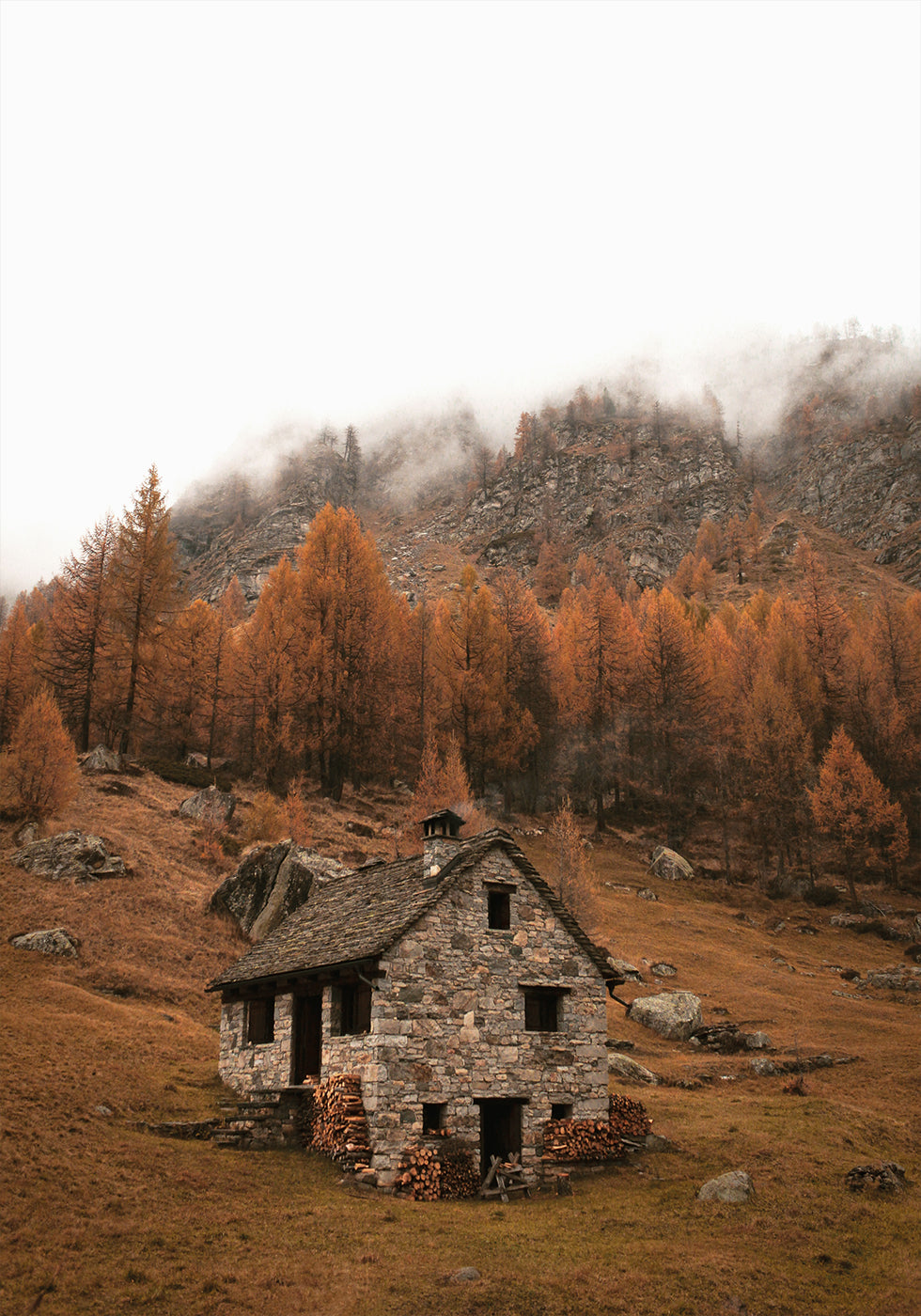 Autumn Mountain Cabin Plakat - Posterbox.dk