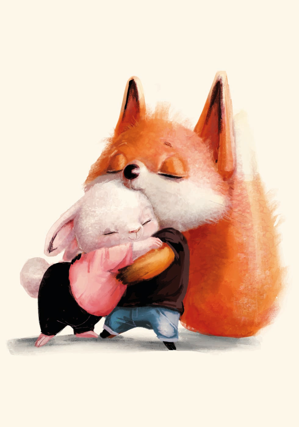 Fox Hugs Rabbit Plakat - Posterbox.dk