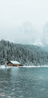 Hut on the Shore of a Winter Lake Plakat - Posterbox.dk
