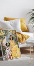 Lady in Yellow with Dalmatian, floral summer portrait Print Plakat - Posterbox.dk