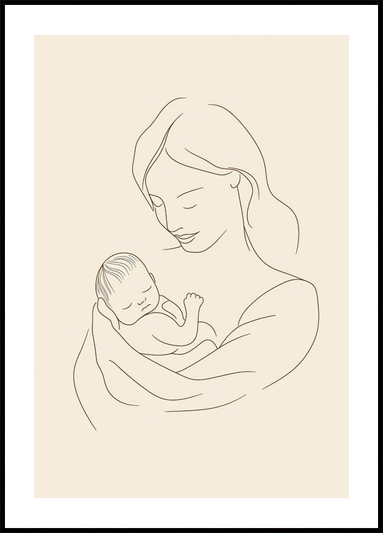 Mother and Baby Line Drawing Plakat - Posterbox.dk