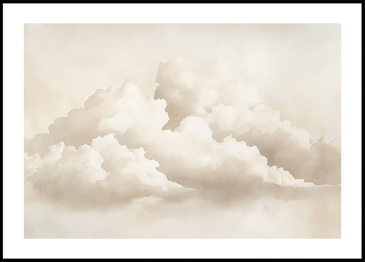 Neutral Cloudscape Watercolor Plakat - Posterbox.dk