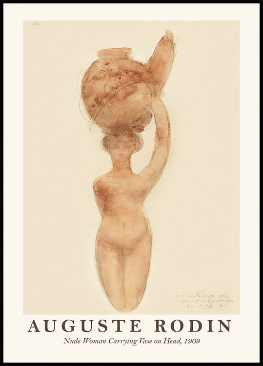 Nude Woman Carrying Vase on Head Plakat - Posterbox.dk