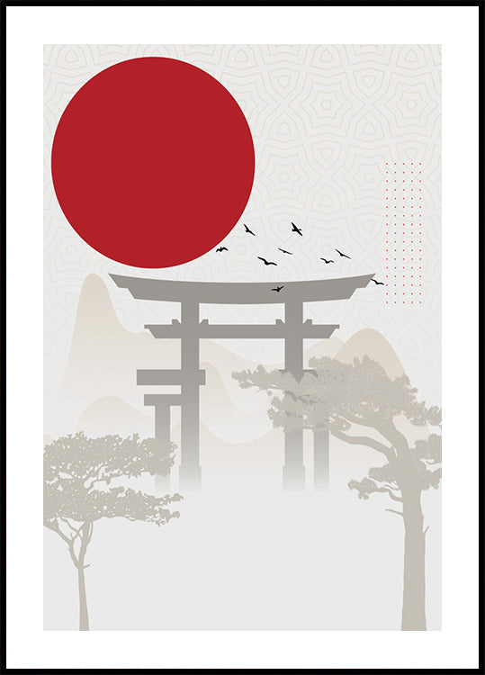 Red Sun Torii Plakat - Posterbox