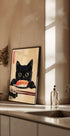 Sushi Lover Cat, Japanese-Inspired Feline Art Plakat - Posterbox.dk