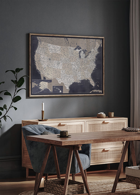 Highly detailed map of the United States, Glyn Plakat - Posterbox