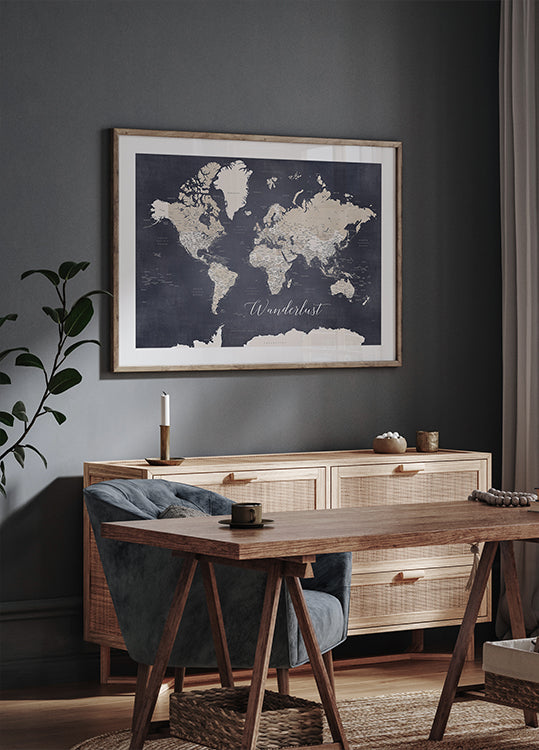 Wanderlust world map Glyn Plakat - Posterbox