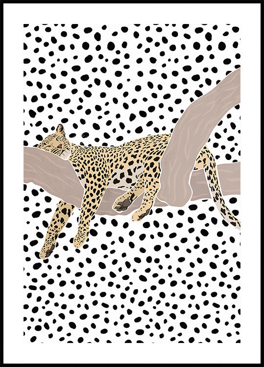 Leopard Sleeping Polkadots Plakat - Posterbox