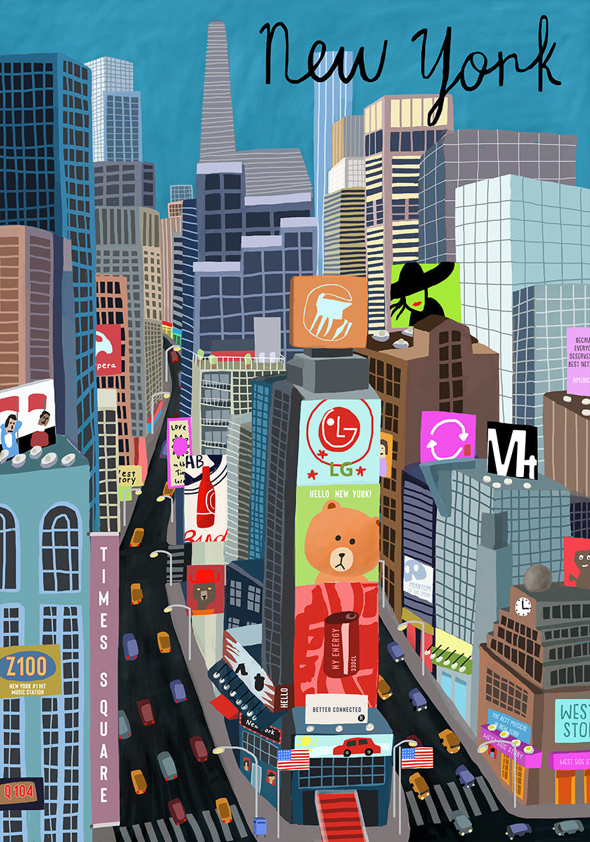 Times Square, Nueva York Ilustración de la artista Carla Daly
