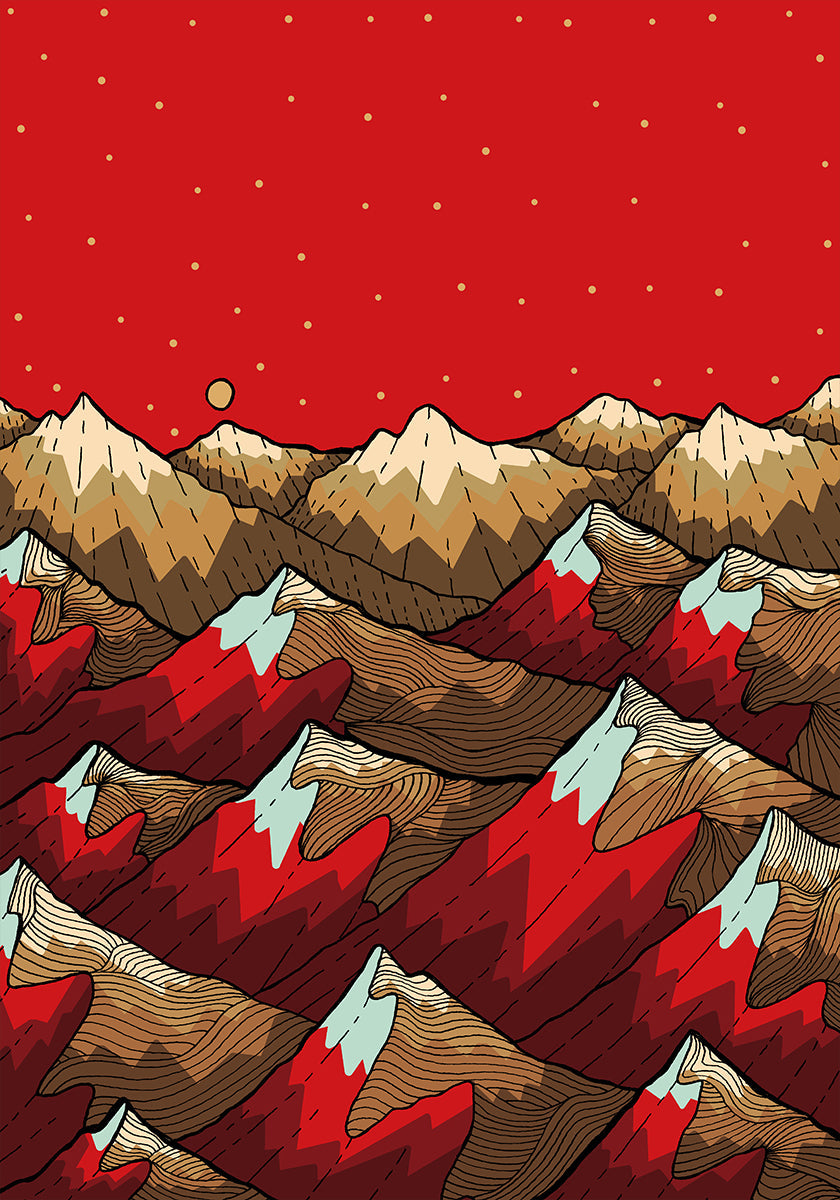 Golden red peaks Plakat - Posterbox
