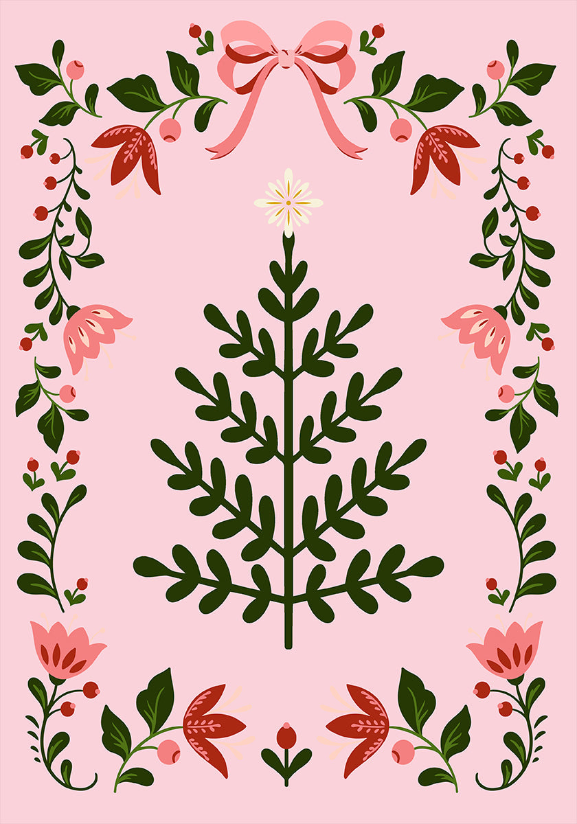 Pink Christmas Tree Plakat - Posterbox