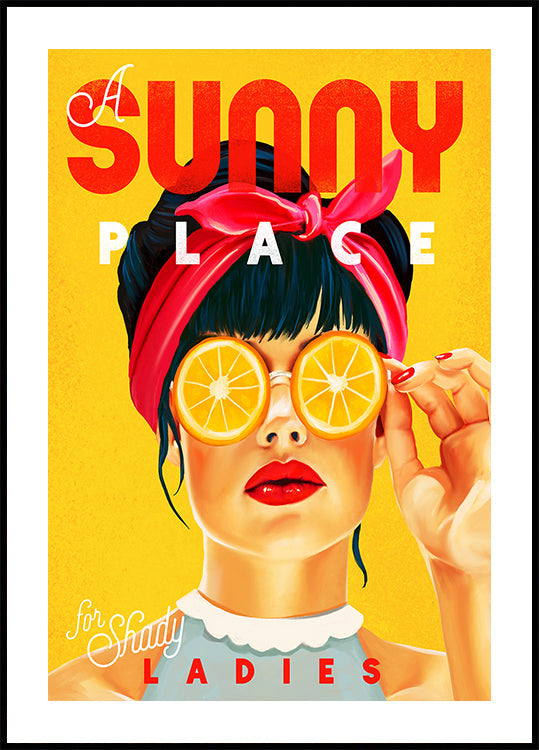 A Sunny Place For Shady Ladies Orange Pinup Art Plakat - Posterbox