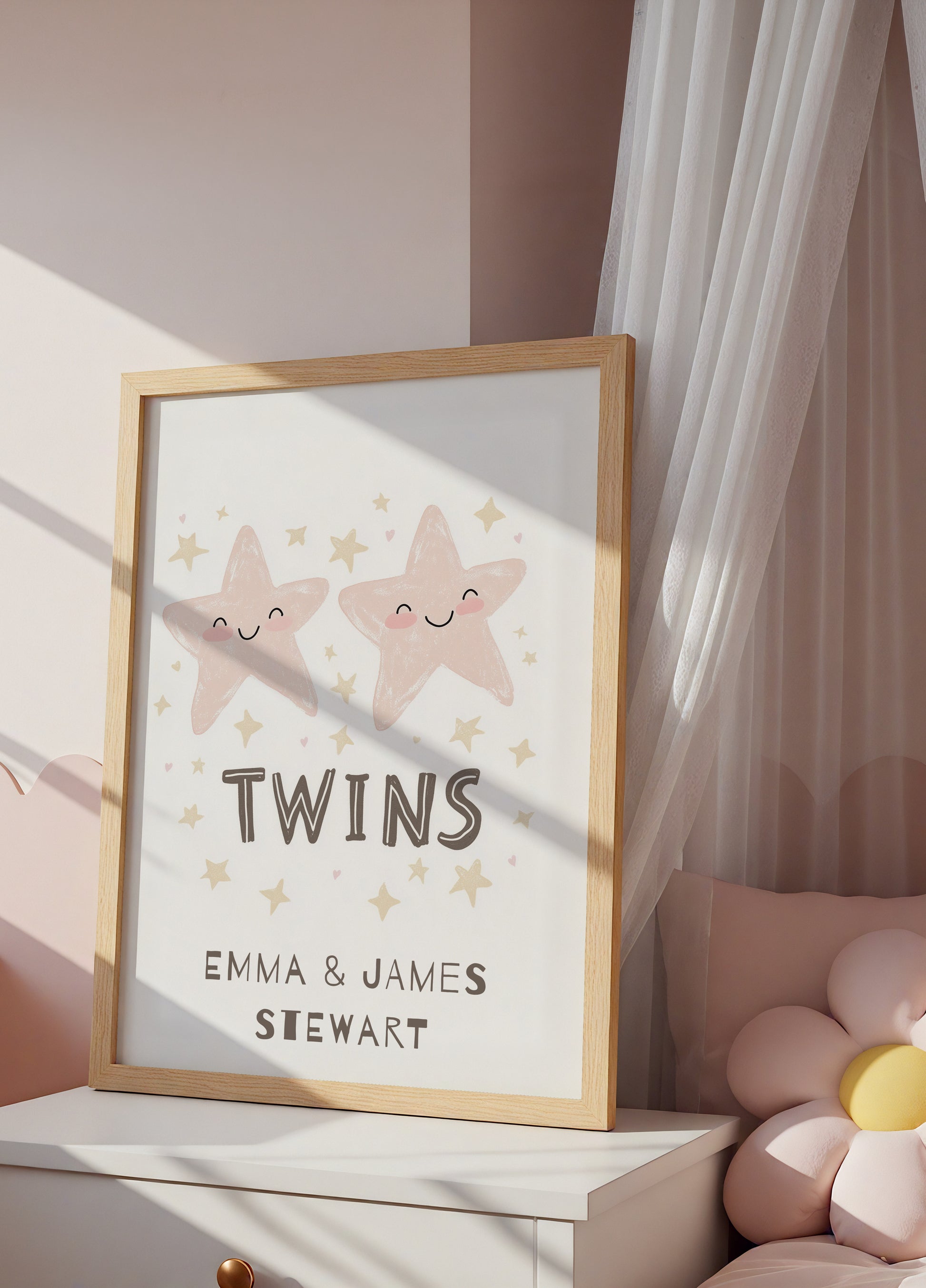 Arte de pared personalizado de estrellas gemelas