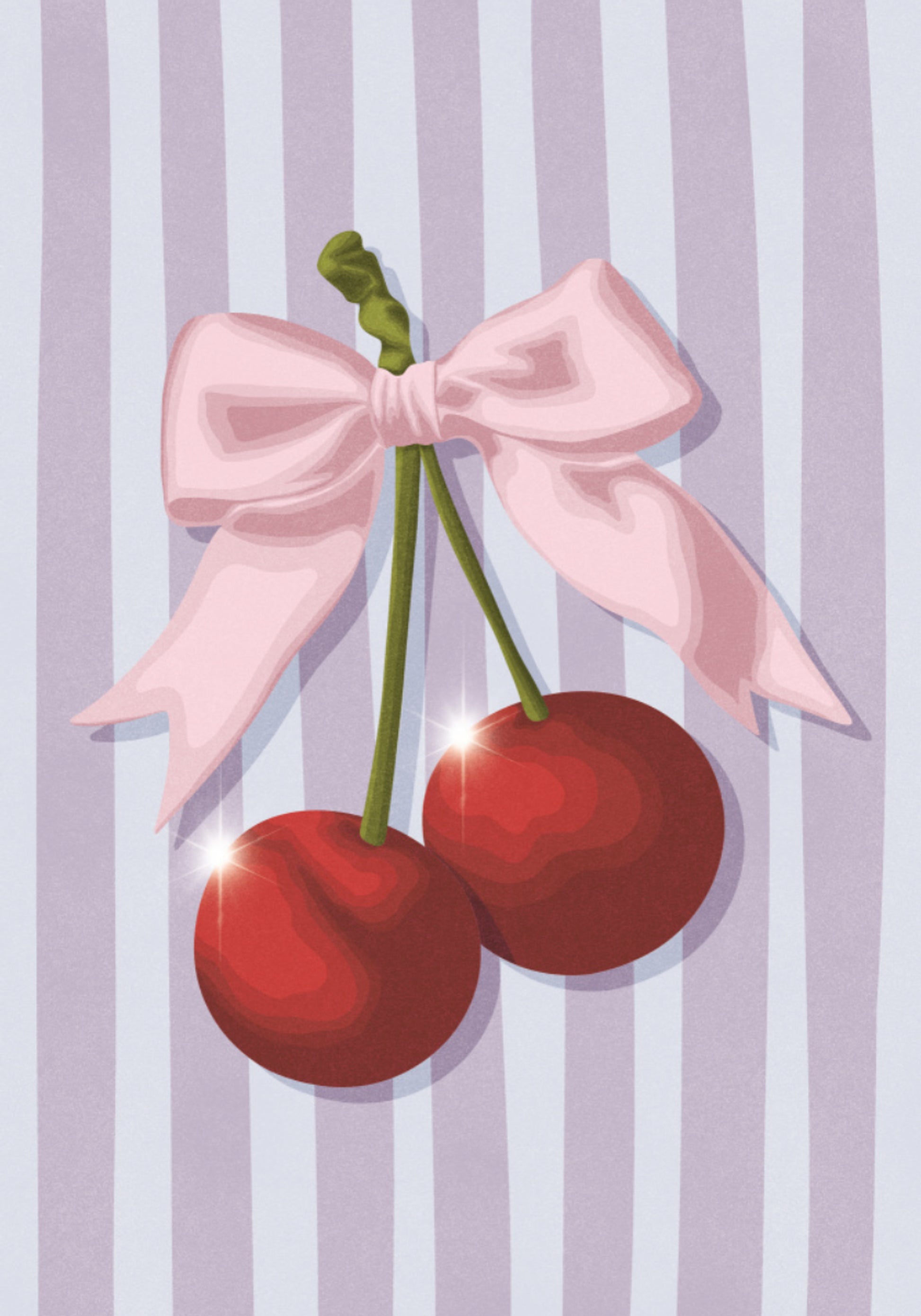 Cerezas de lazo rosa dulce