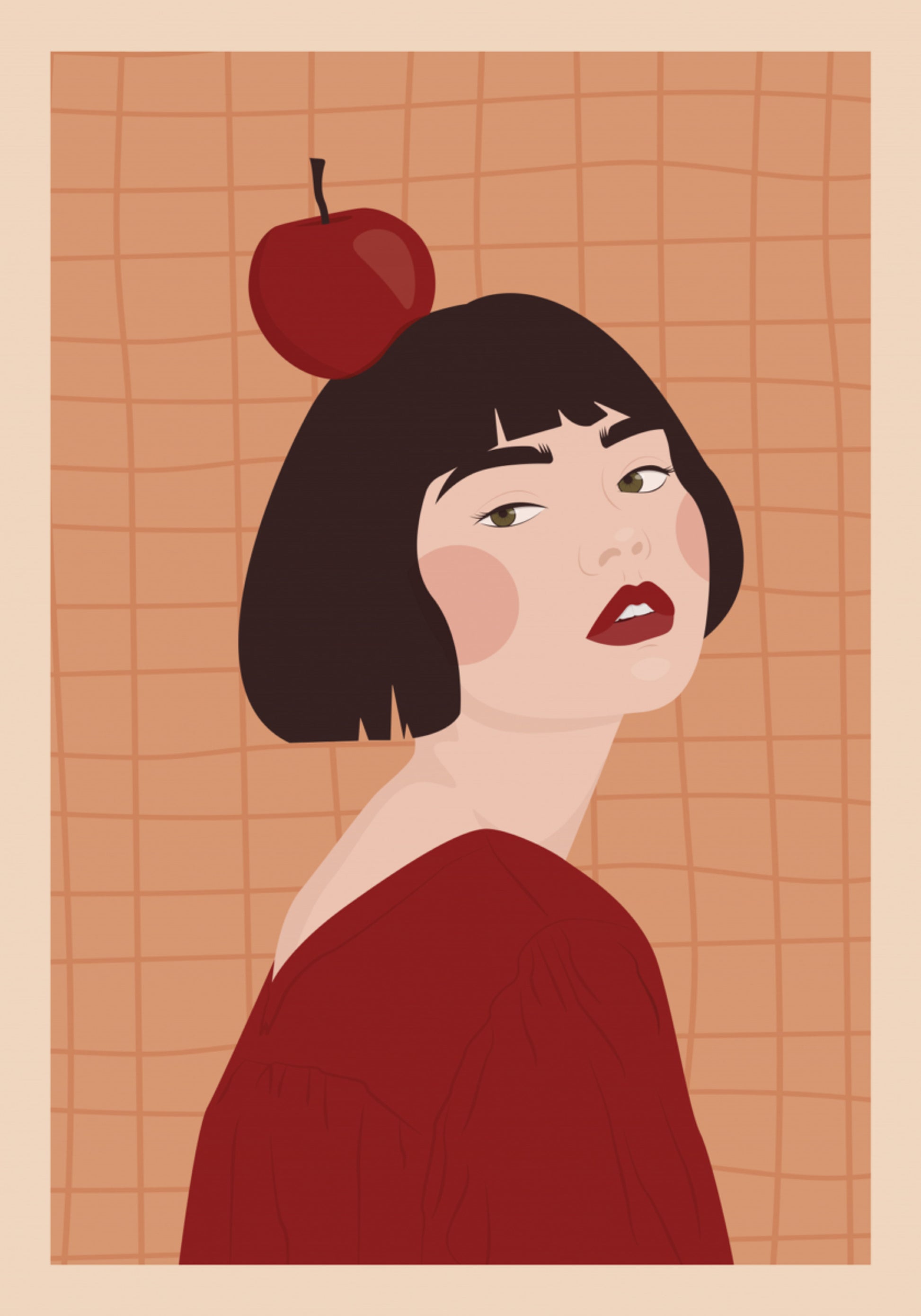 Mujer segura con manzana