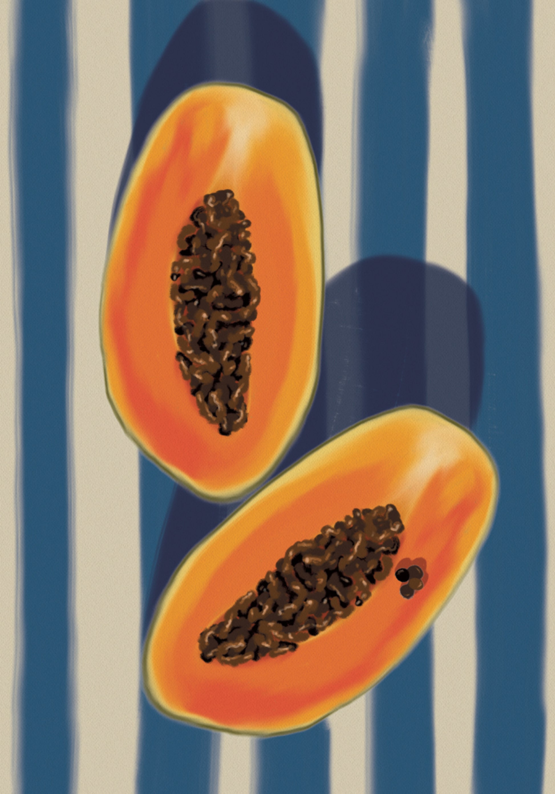 Mitades de papaya tropical
