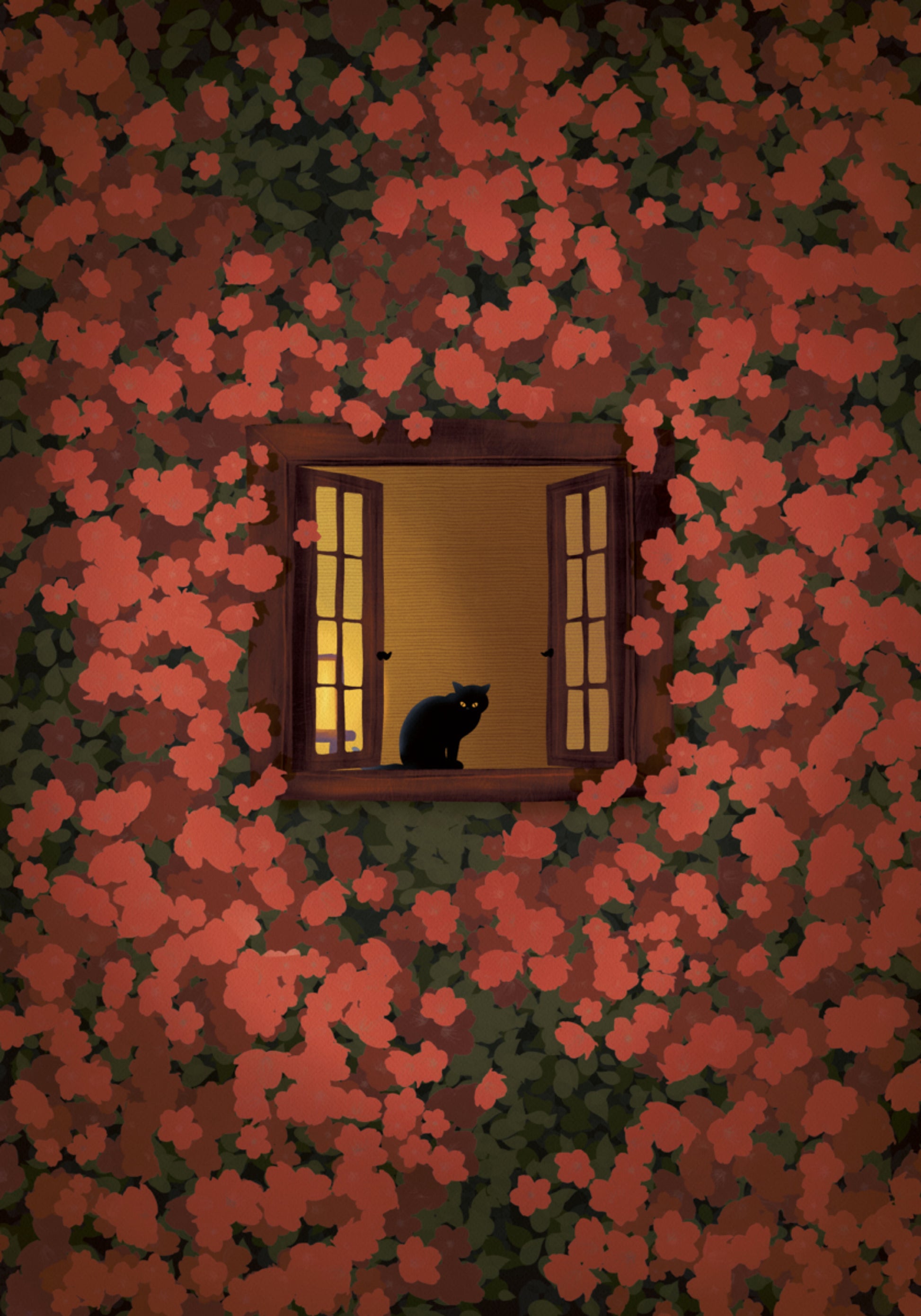 Tarde de gato y rosas
