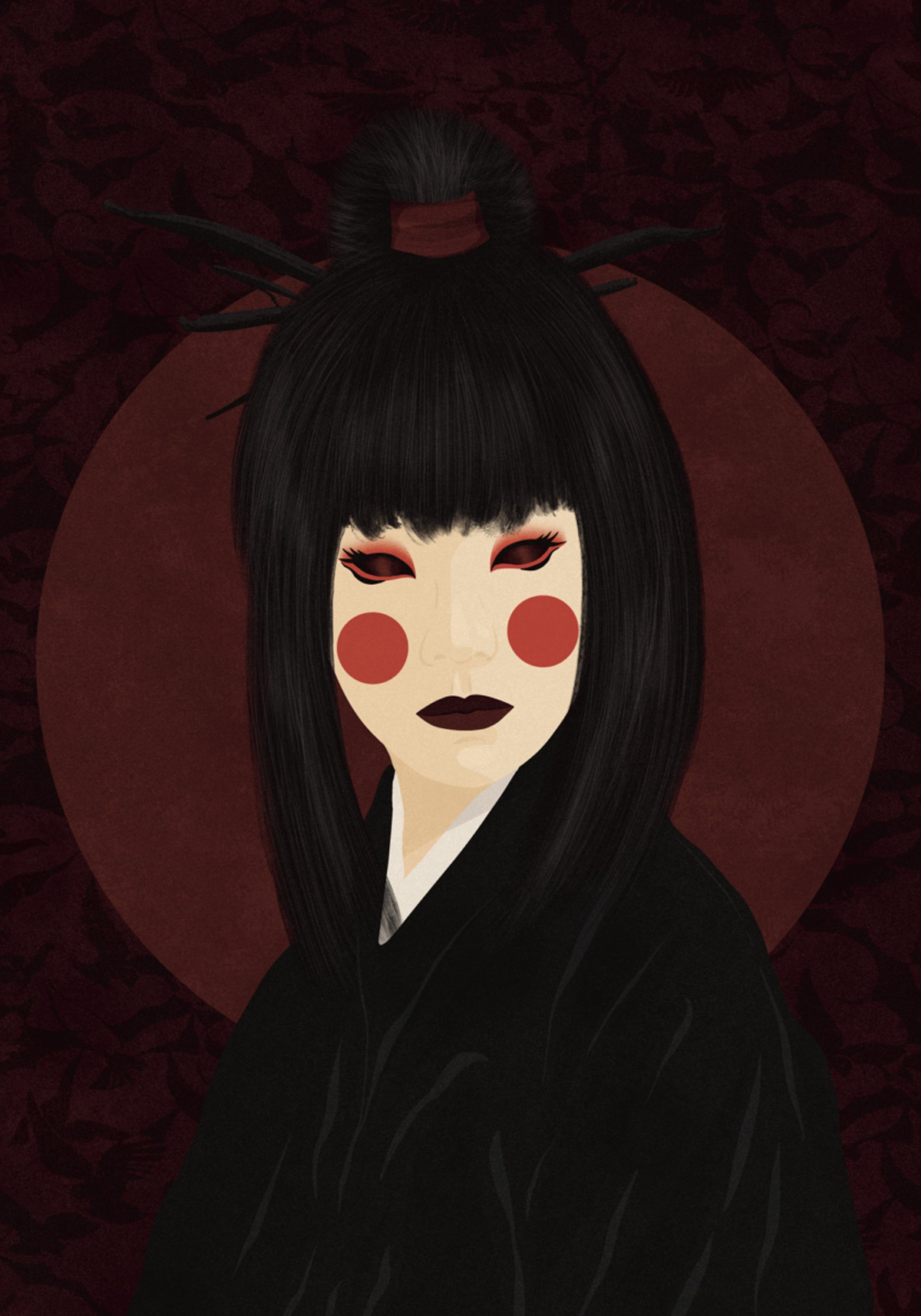 Retrato dramático de geisha
