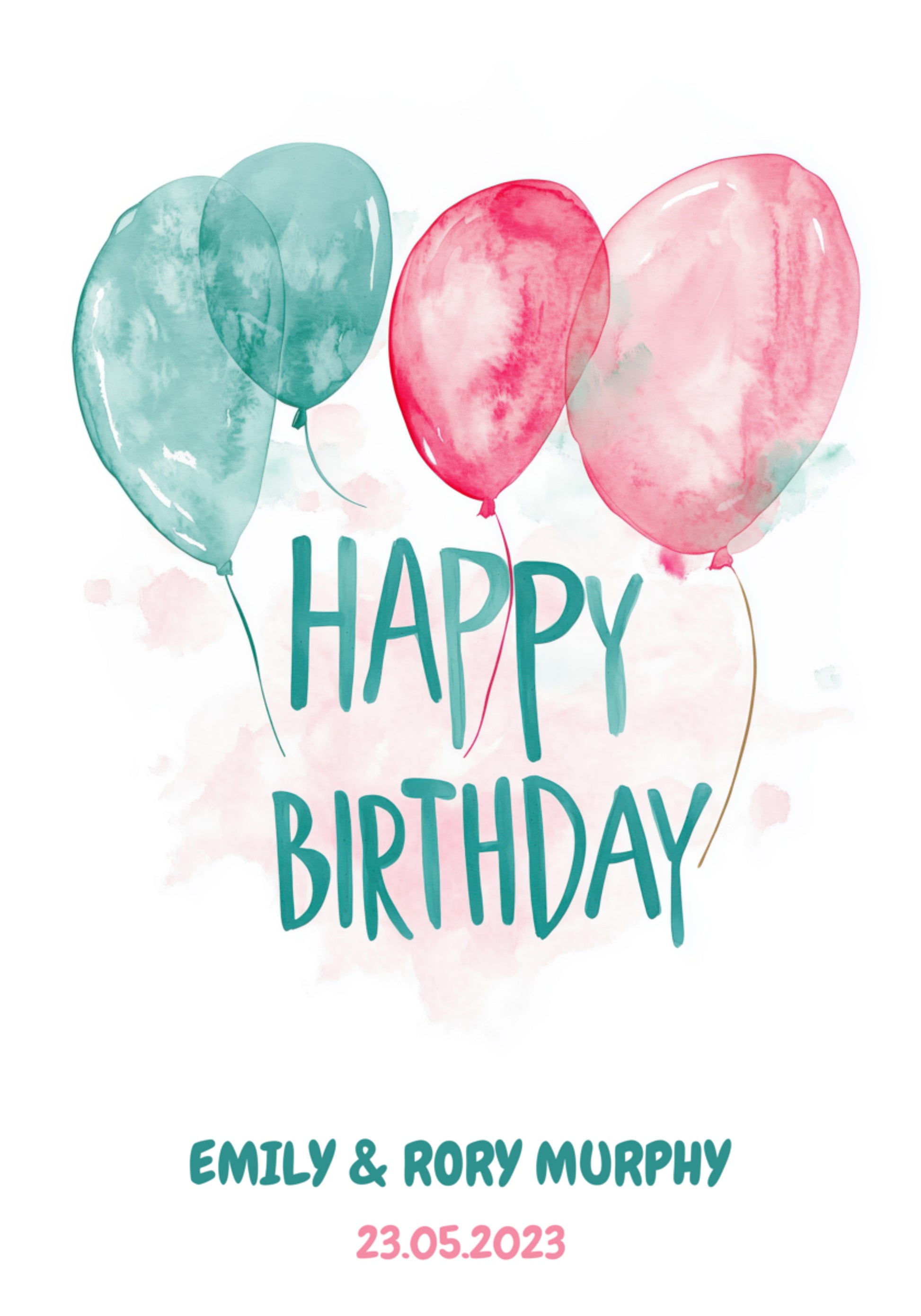 Póster Globos de acuarela de cumpleaños personalizados