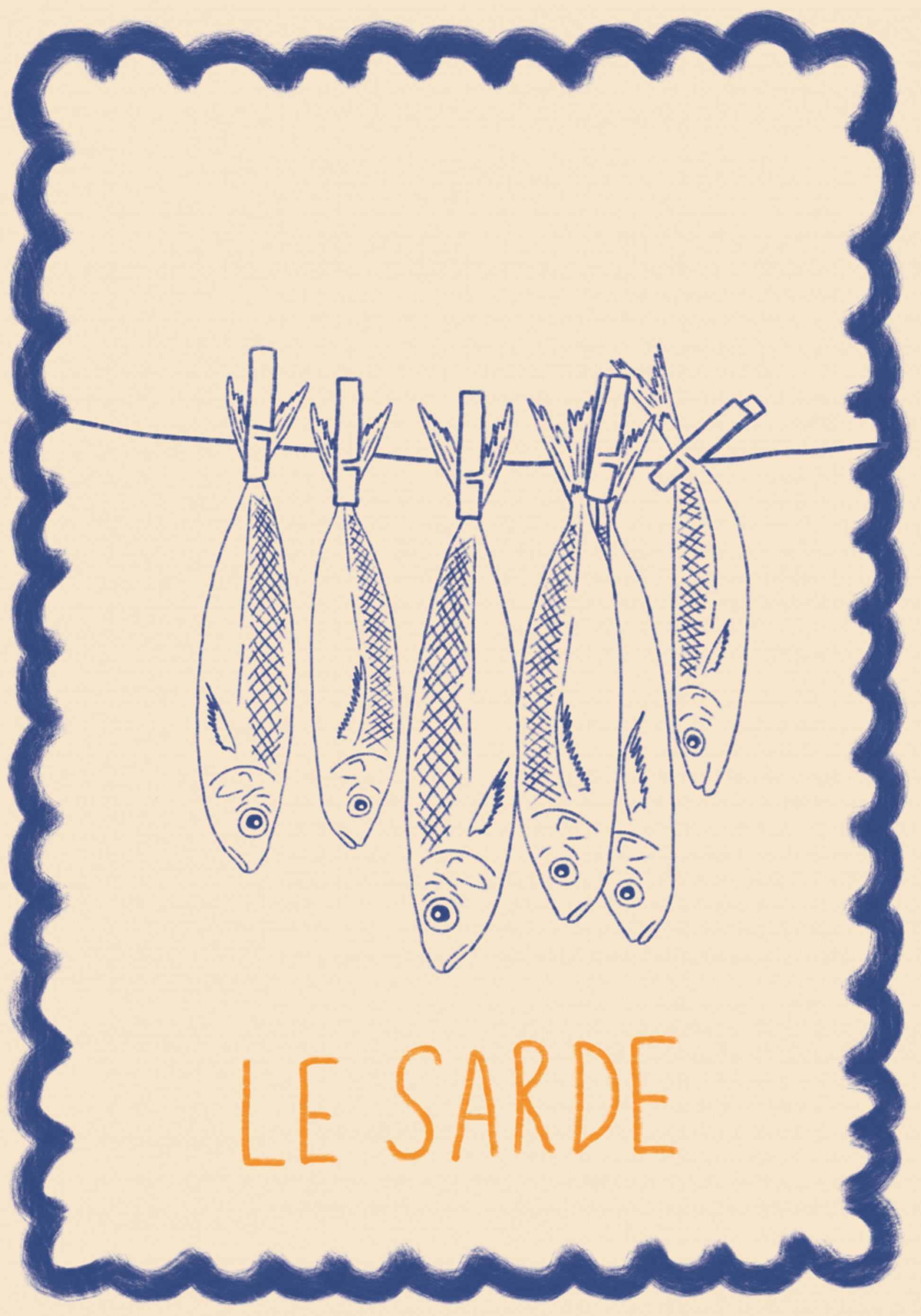Ilustración de sardinas rústicas