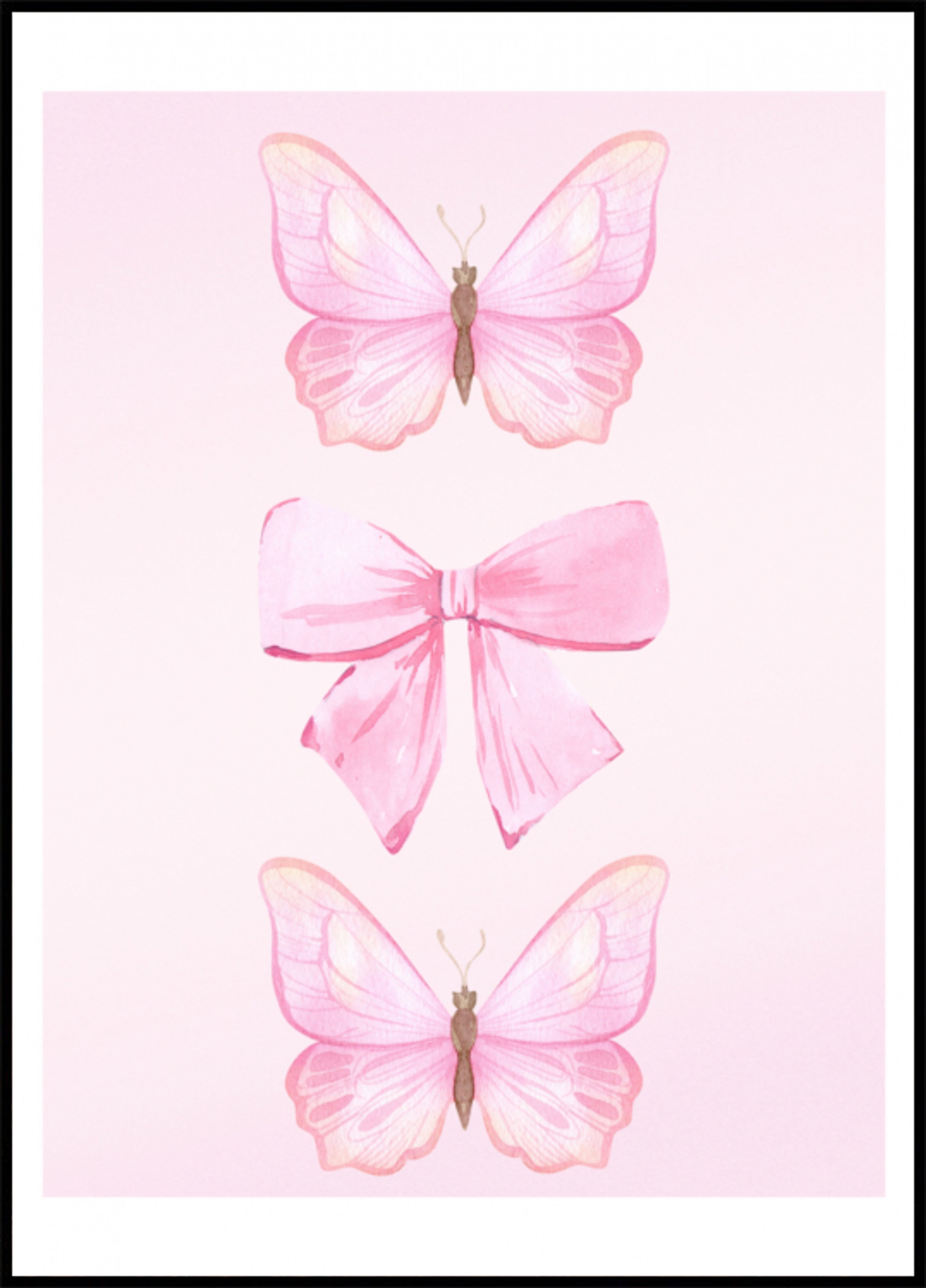 Mariposas rosas y lazo.