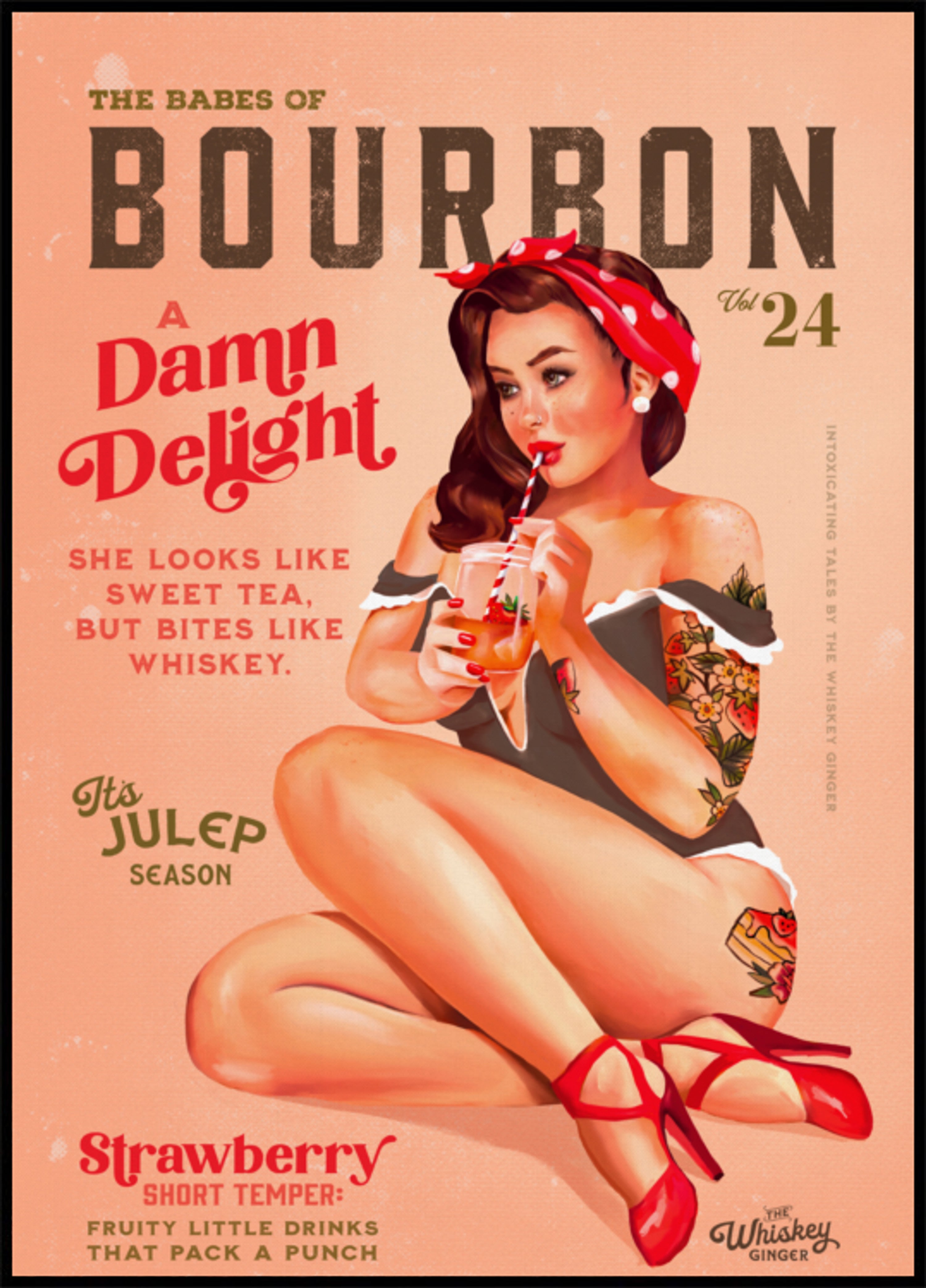Bourbon Babes Vol 22 Chica pinup vintage bebiendo un cóctel