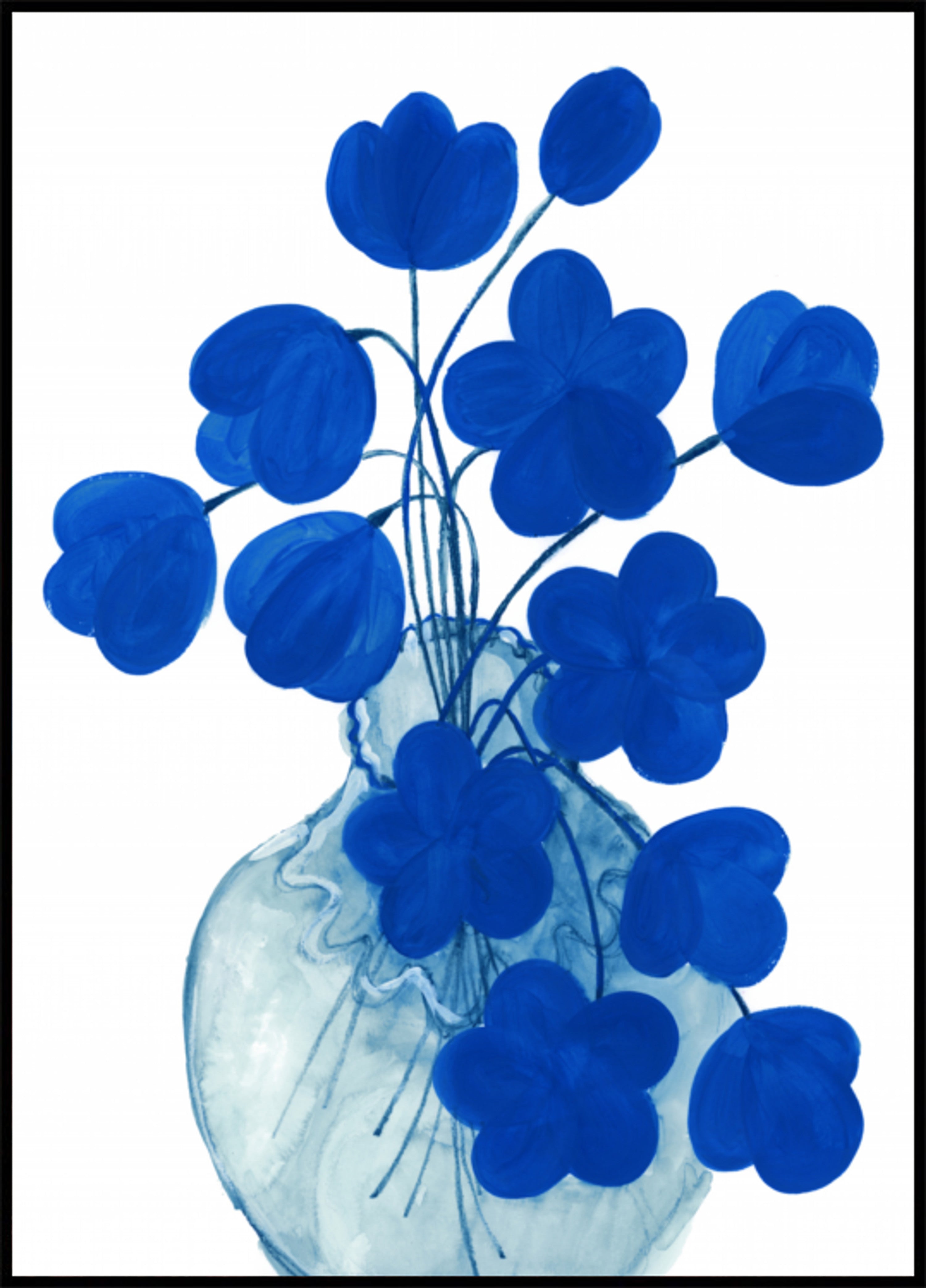 Jarrón floral azul intenso
