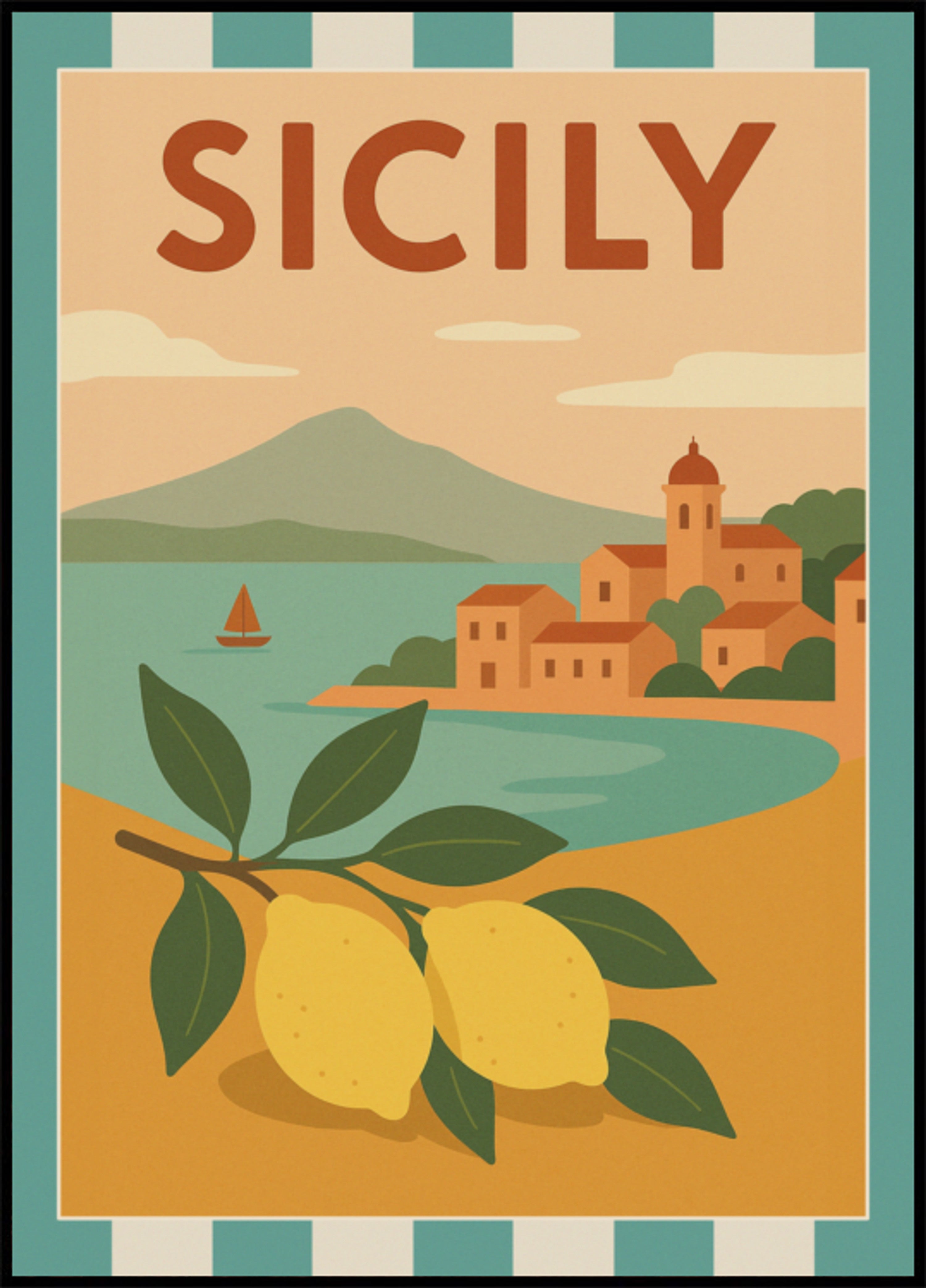 Pueblo costero de limones sicilianos