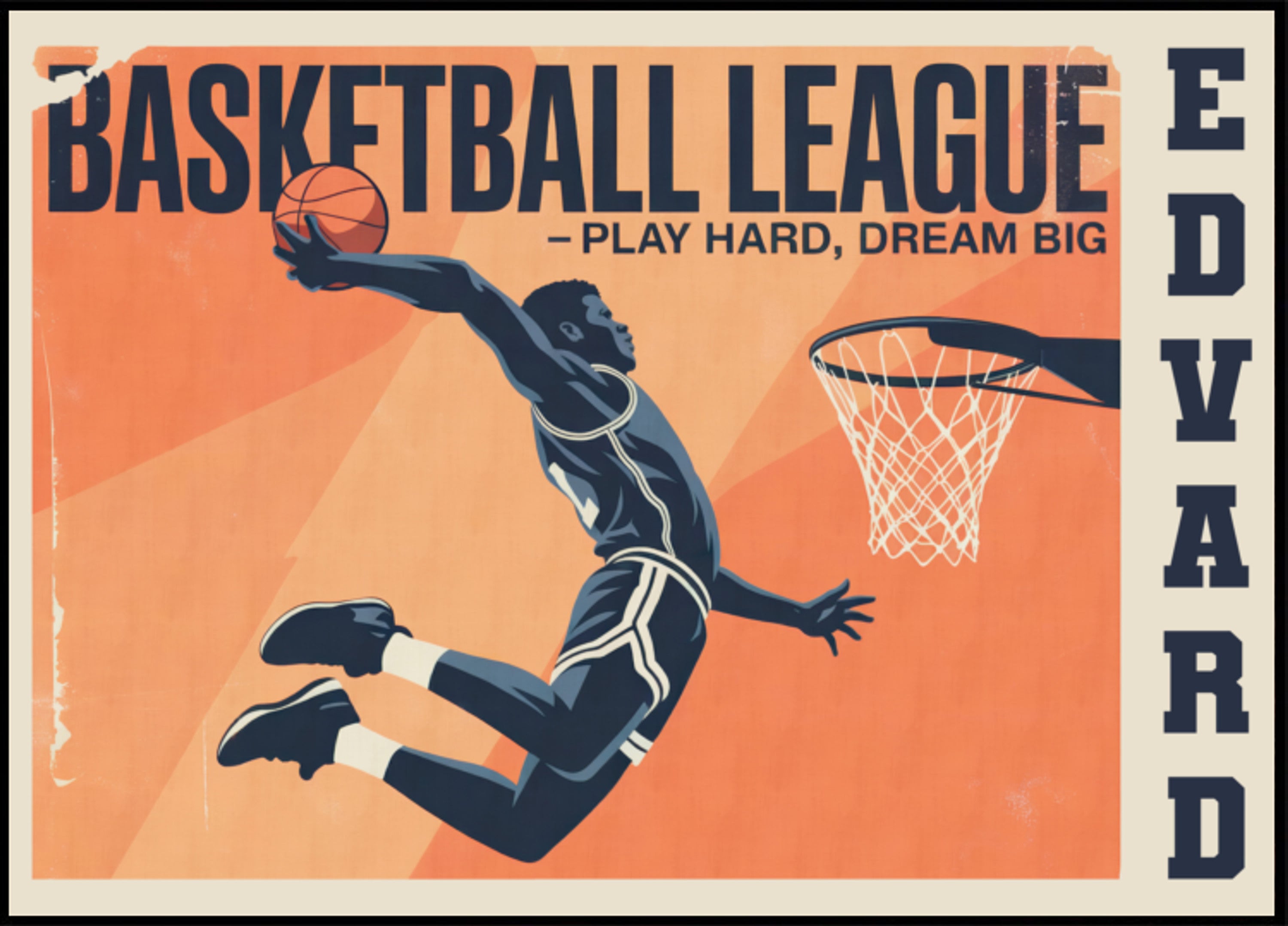 Cartel de juego de baloncesto vintage