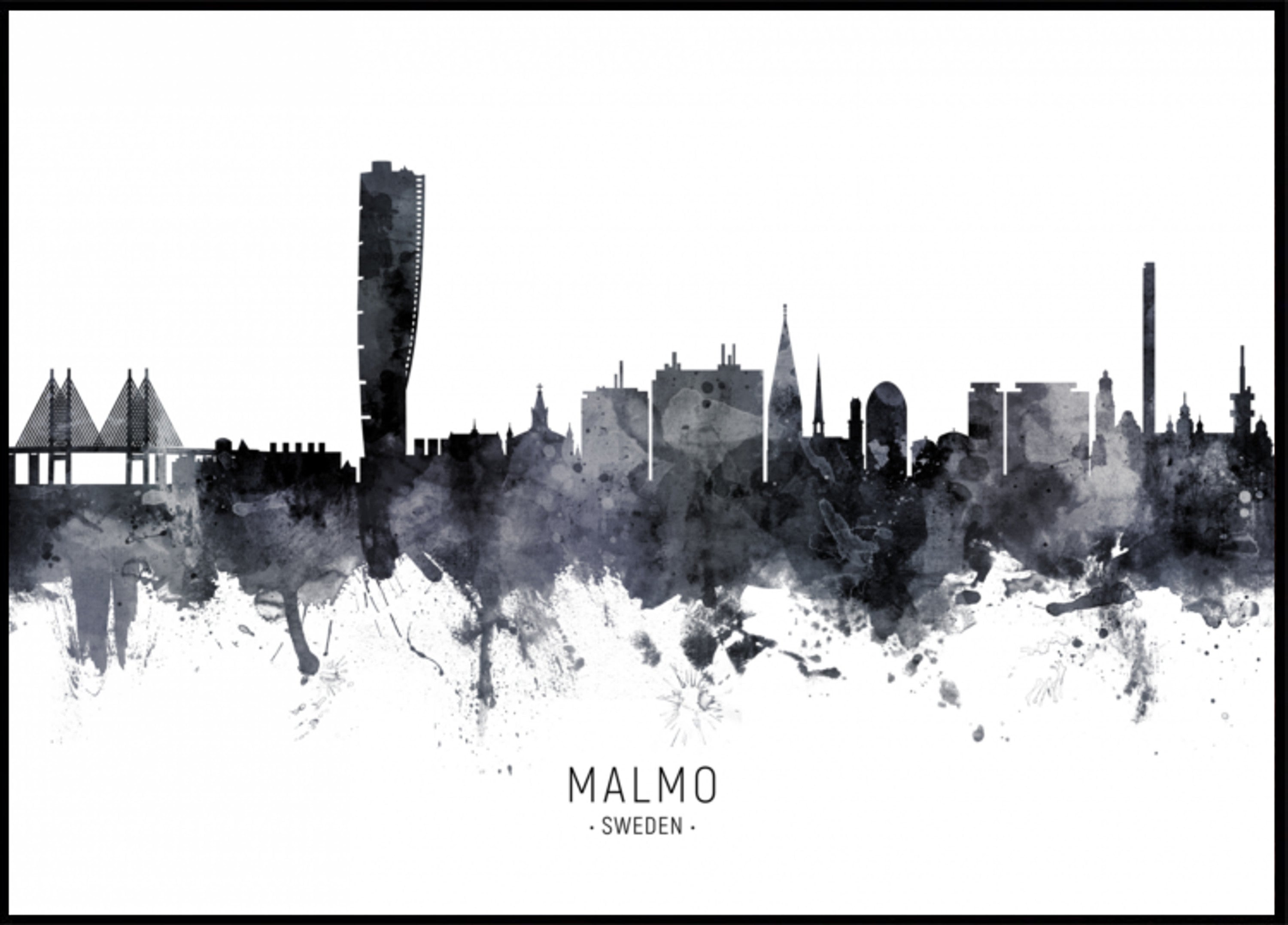 Acuarela del horizonte de Malmö