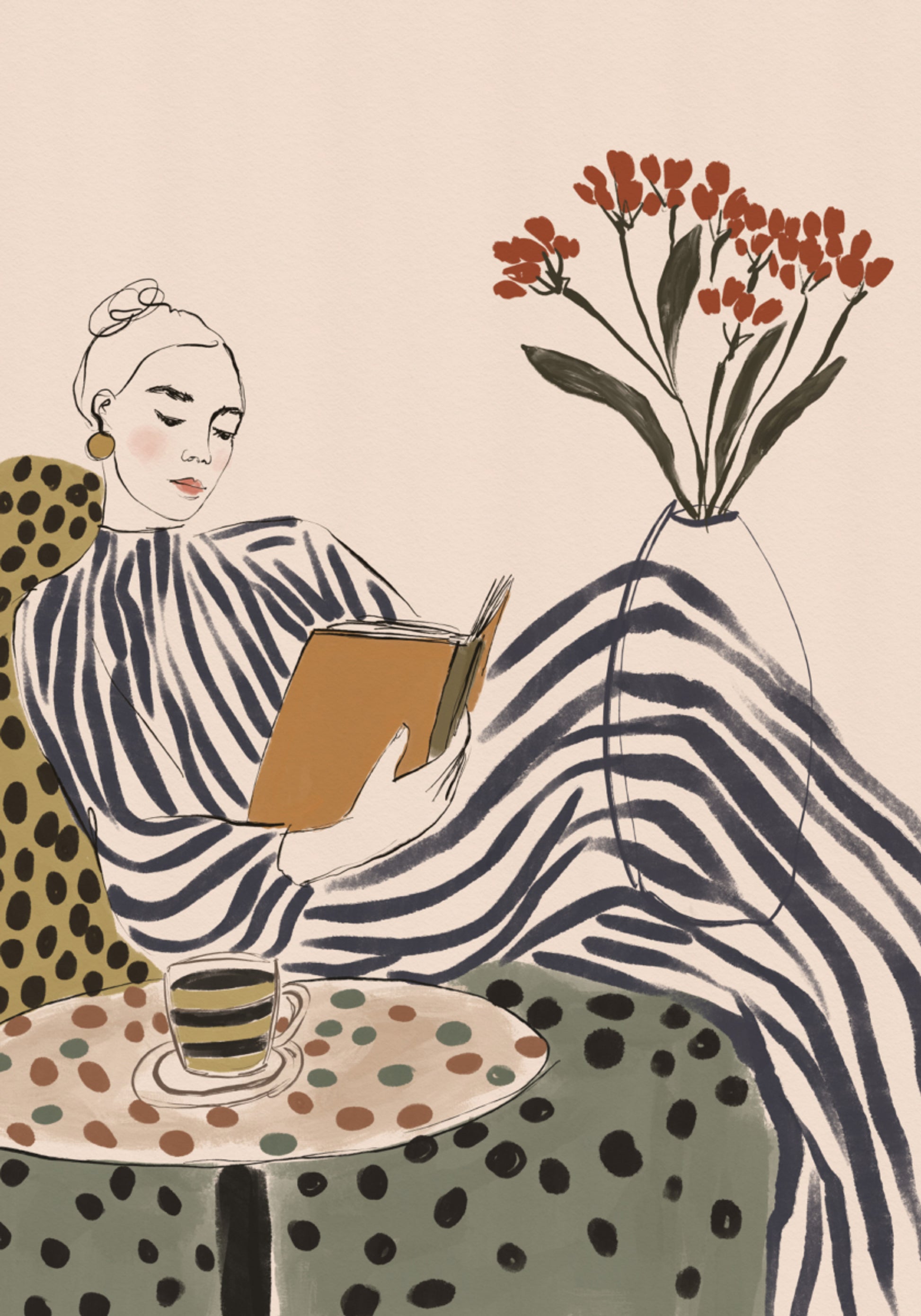 Mujer elegante leyendo