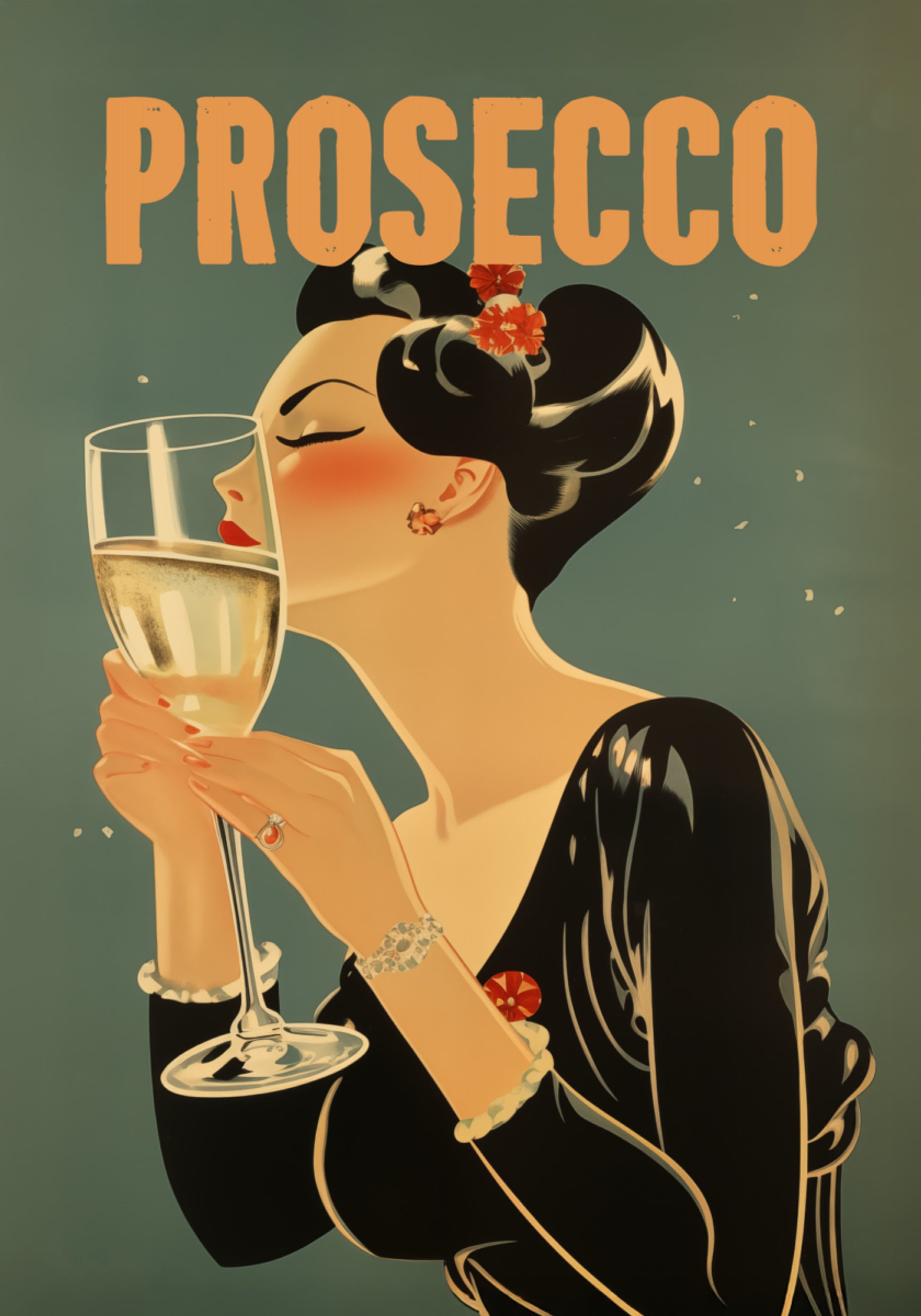 Mujer Prosecco elegante