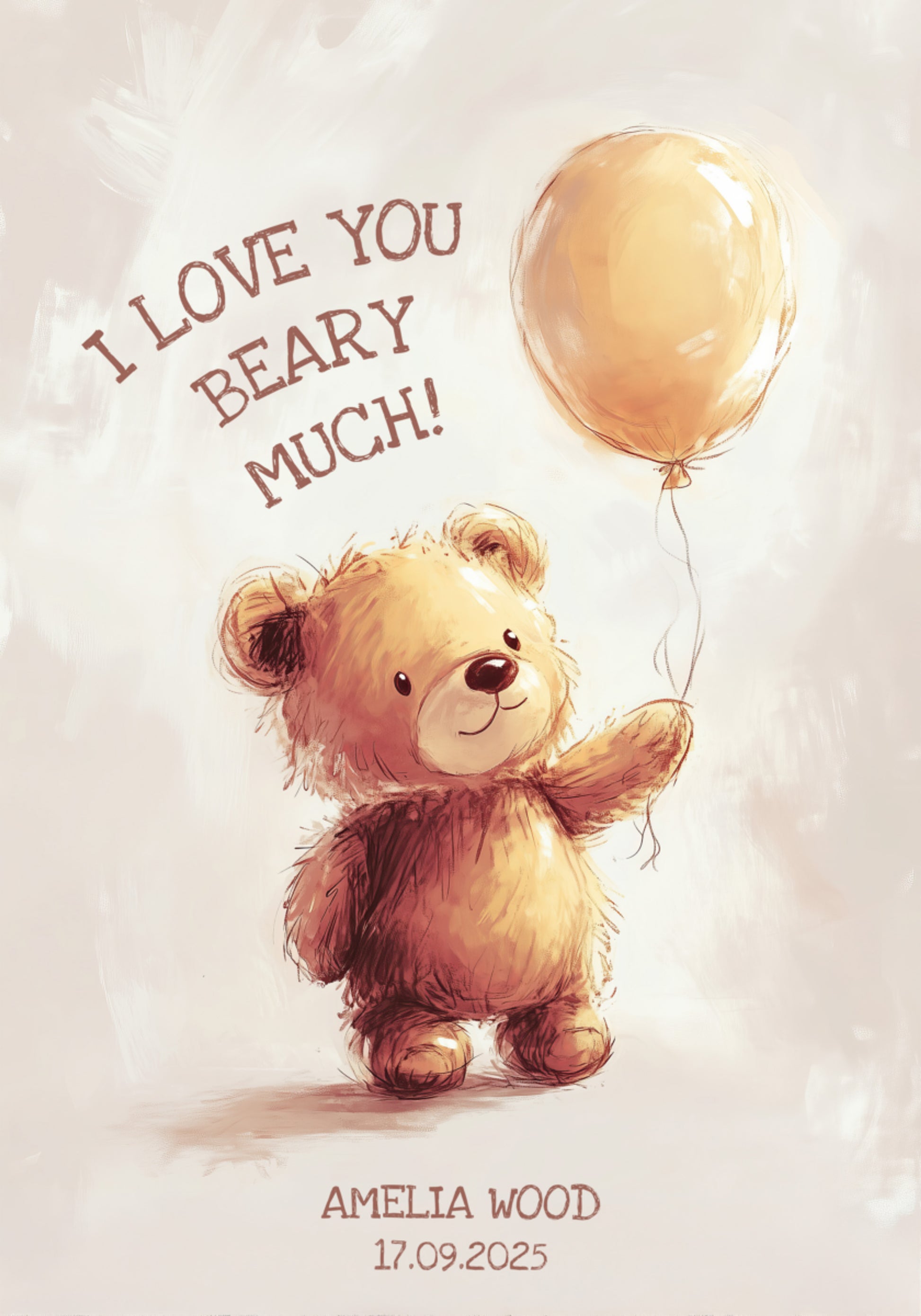 Osito de Peluche no personal con Globo y Mensaje de Amor